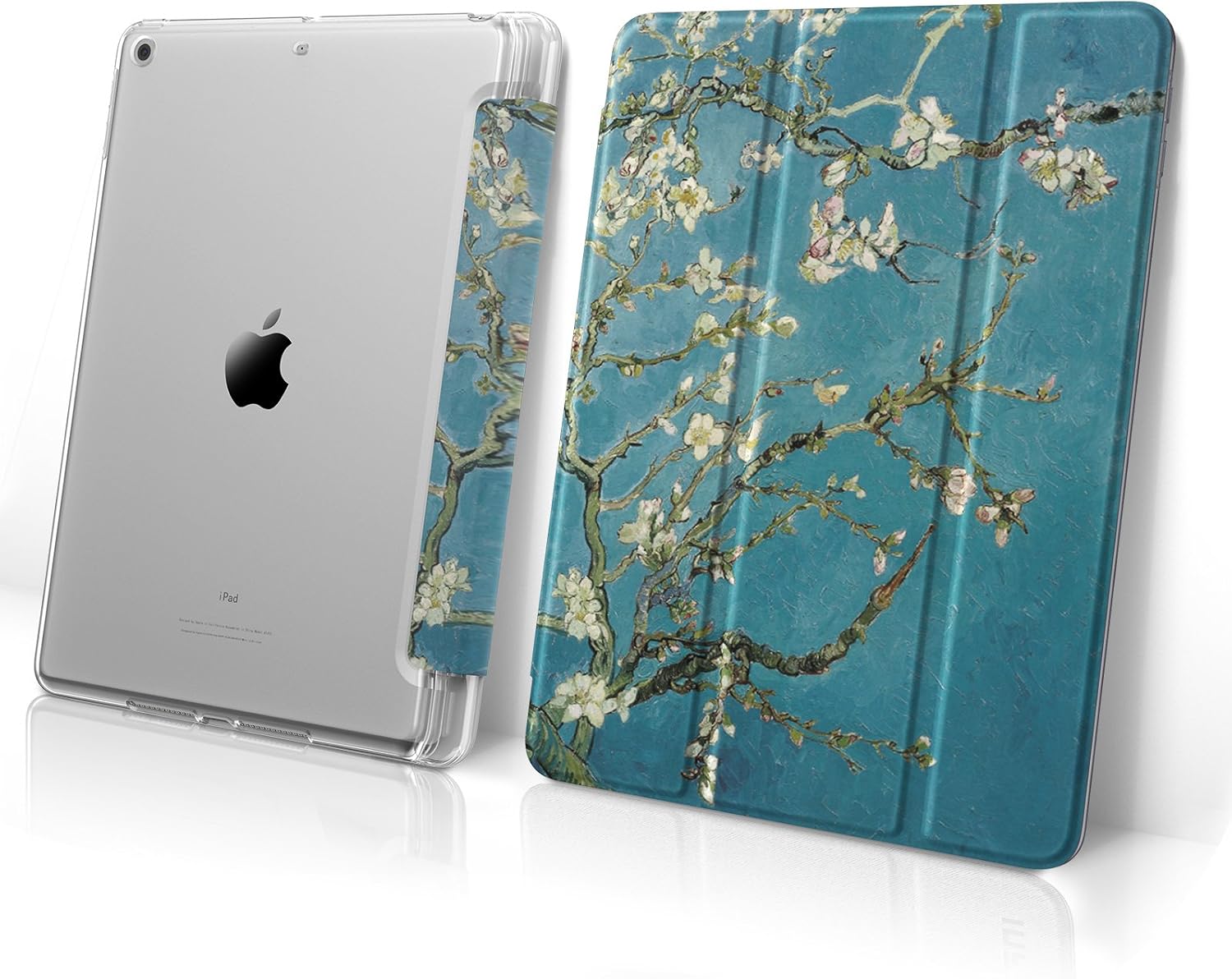 INFILAND iPad 9.7 2018 Translucent Frosted Back Case Cover with Apple Pencil Holder Compatible with Apple iPad 9.7inch (6th Gen) 2018, Blossom