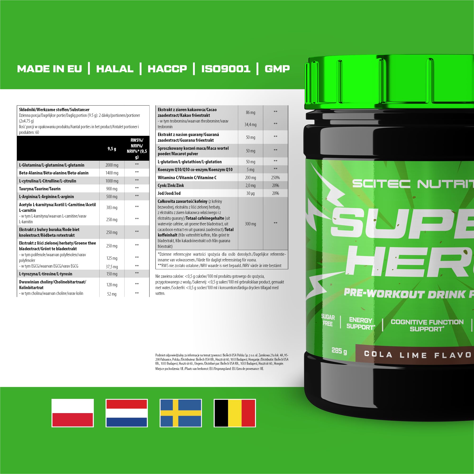 Scitec Nutrition SuperHero, Pre-Workout Powder Drink Flavored with Amino Acids, Plant Extracts, Caffeine, Vitamin C, Minerals, 285g, Cola-Lime : Amazon.com.be: Health & Personal Care Scitec Nutrition SuperHero, Pre-Workout Powder Drink Flavored with Amino Acids, Plant Extracts, Caffeine, Vitamin C, Minerals, 285g, Cola-Lime : Amazon.com.be: Health & Personal Care