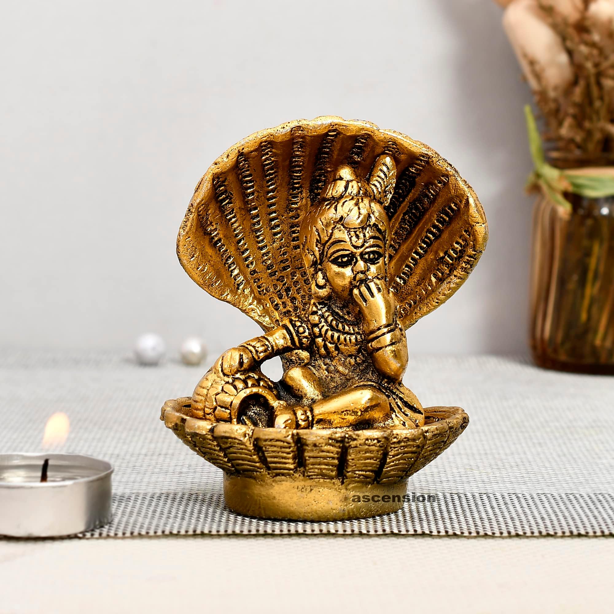 Seep Shell Krishna Metal Gold Plated Laddu Gopal Ji, Bal Gopal Ji, Thakur Ji Idol, Statue or Murti