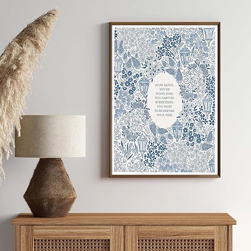 Miniatura 2 de Póster vintage azul retro moderno para pared, letrero inspirador, póster estético de afirmación positiva, póster de "Slow Down You're Doing",