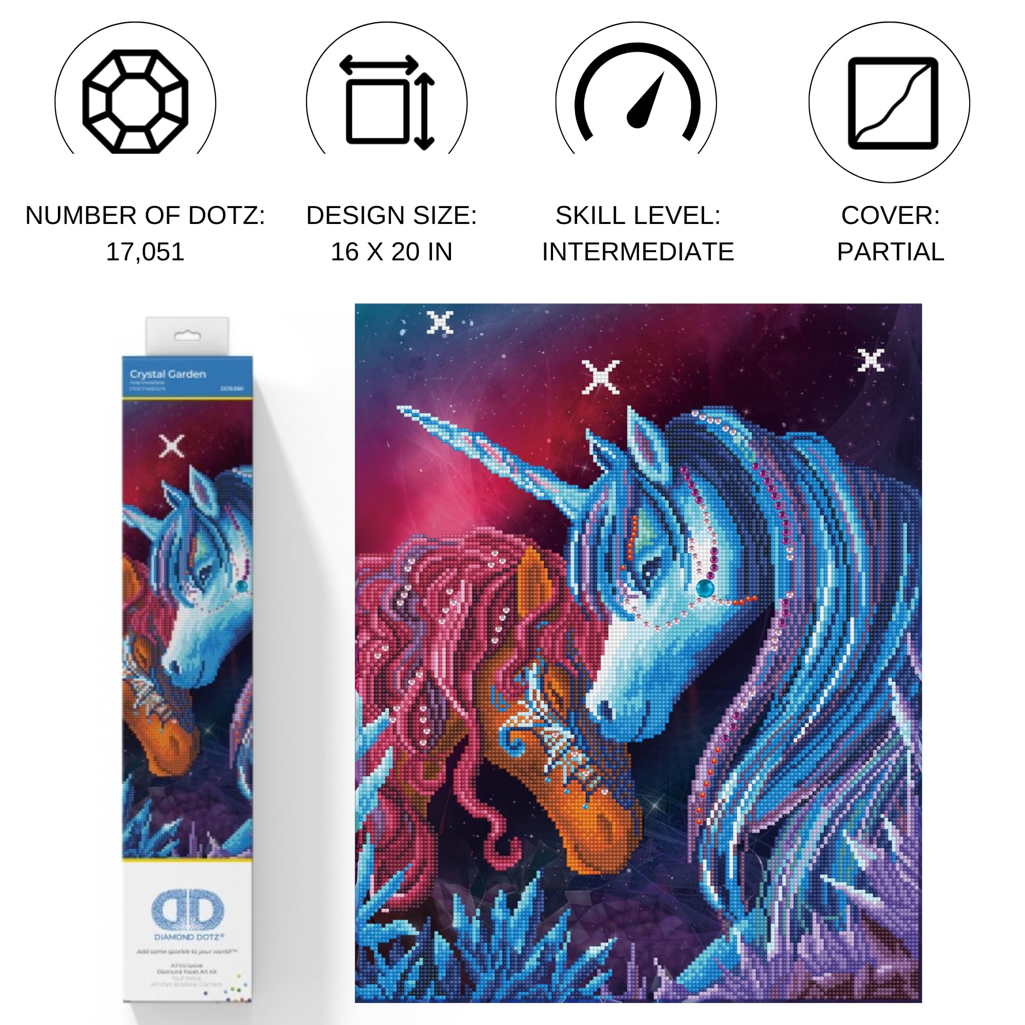 DIAMOND DOTZ Crystal Garden Unicorn Diamond Painting Kits for Adults - Diamond Art Kits a Relaxing Creative Craft Kit with Dotz Gems 16