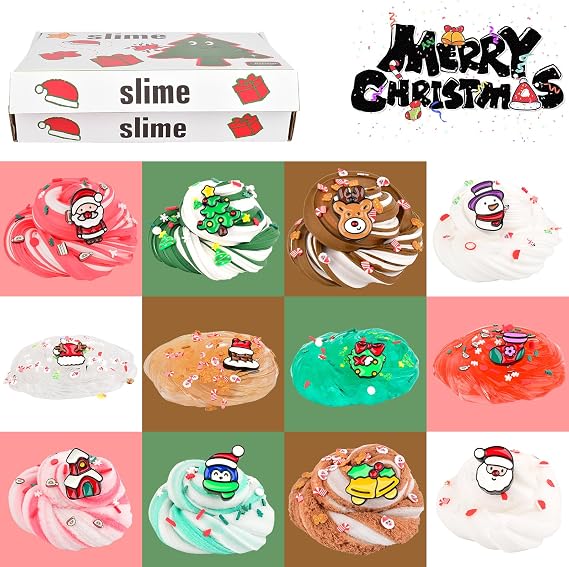 12 Pack Mini Christmas Slime Set, Christmas Stocking Stuffers, Butter Cloud Jelly Crystal Slime, for Teen Girls for Kids, Xmas Toys Kit Classroom Rewards, Advent Calendar 2025 Kids