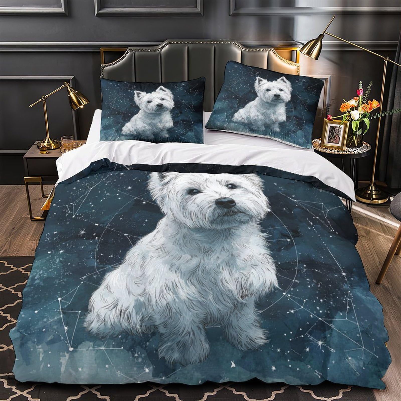 Housse de couette Weimaraner fermeture éclair pour literie double