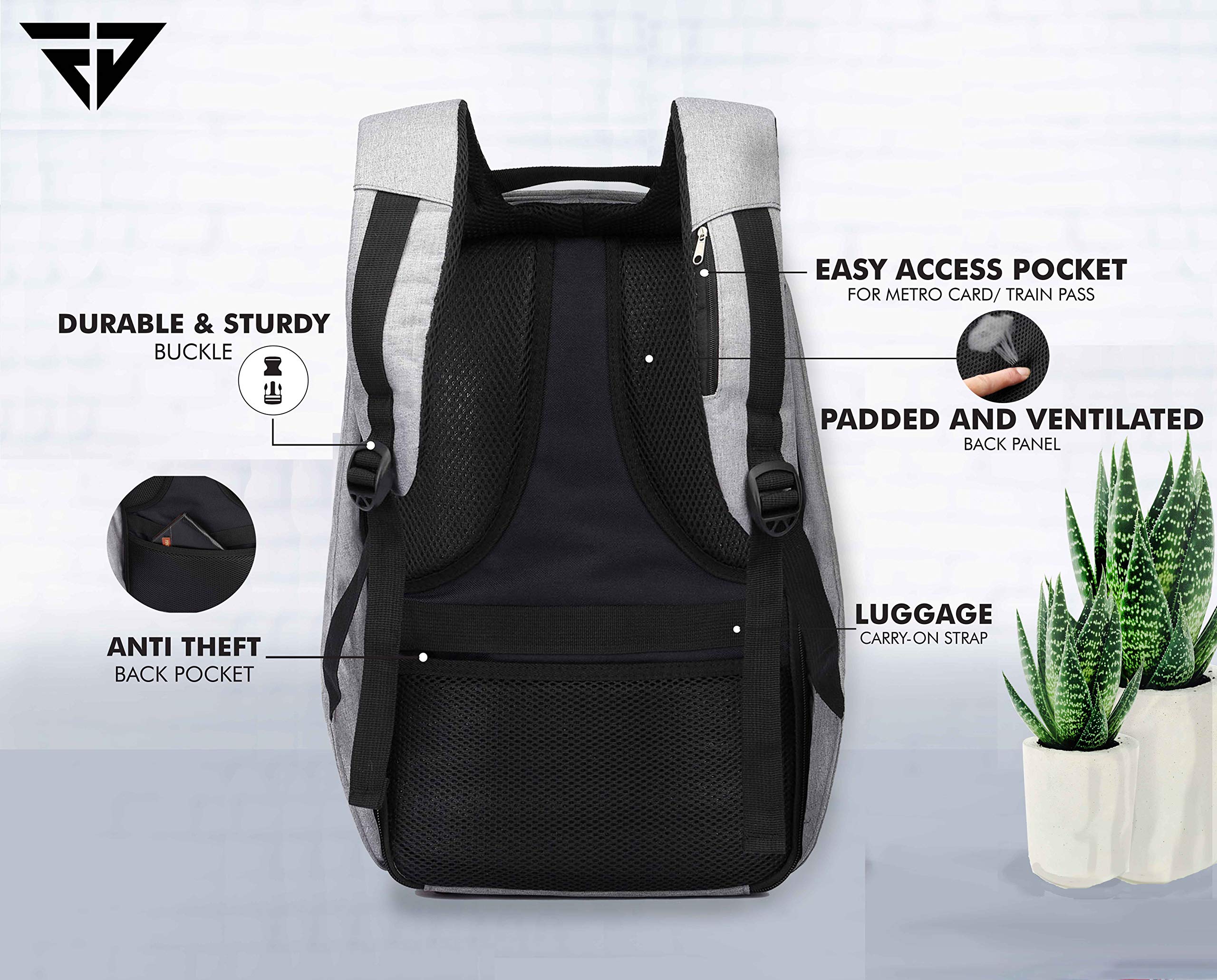 Fur Jaden Anti Theft Backpack 15.6 Inch Laptop Bag with USB Charging
