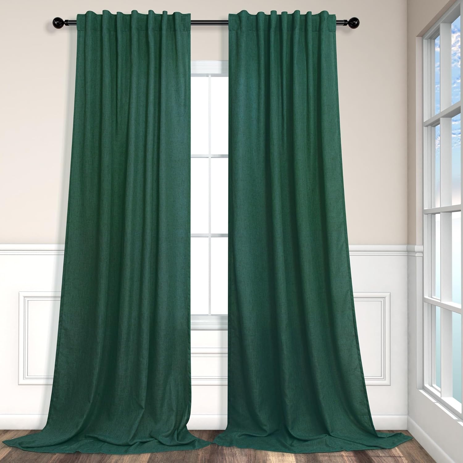 Dark Green Curtains 108 Inches Long for Living Room 2