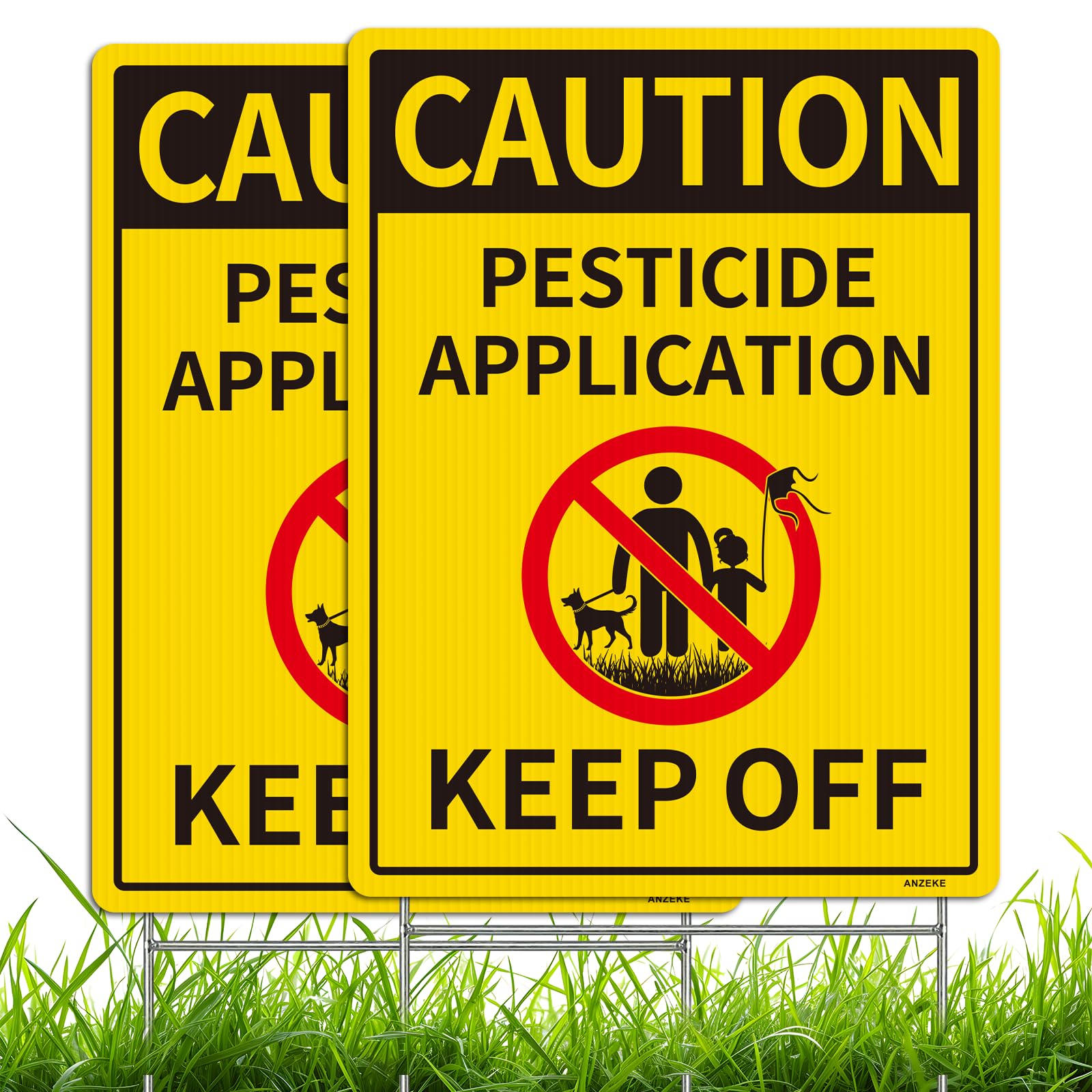 Panneau Caution Pesticide Application signalétique traitement chimique cour