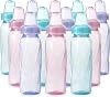 Evenflo Feeding Classic Tinted Plastic Standard Neck Bottles for Baby, Infant and Newborn, Rosa/Lavanda/Verde Azulado, 8 Oz, 12 Botellas 1