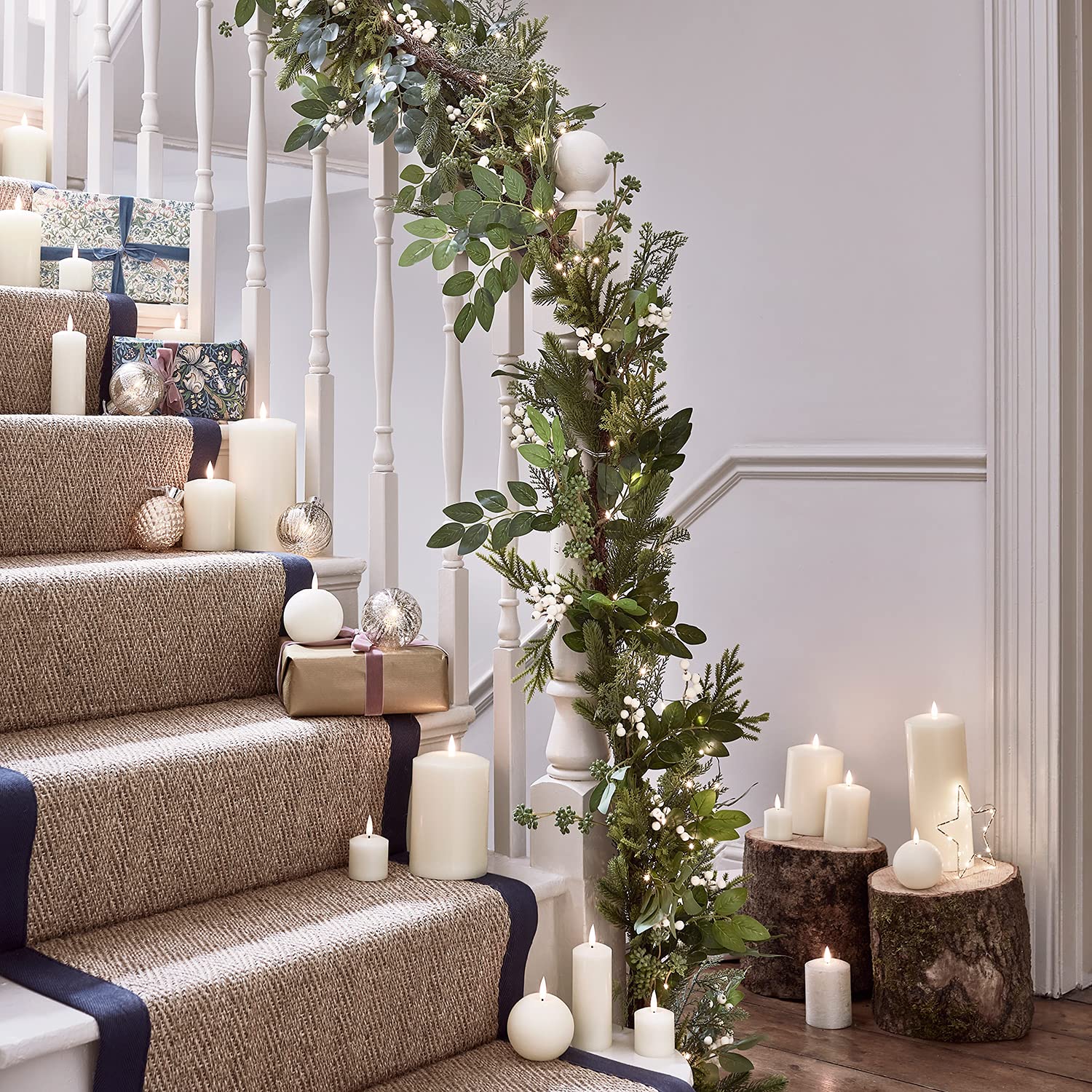 Lights4fun 2m Weihnachtsgirlande Beleuchtet Timer Weihnachts Deko Tischdeko Herbstgirlande