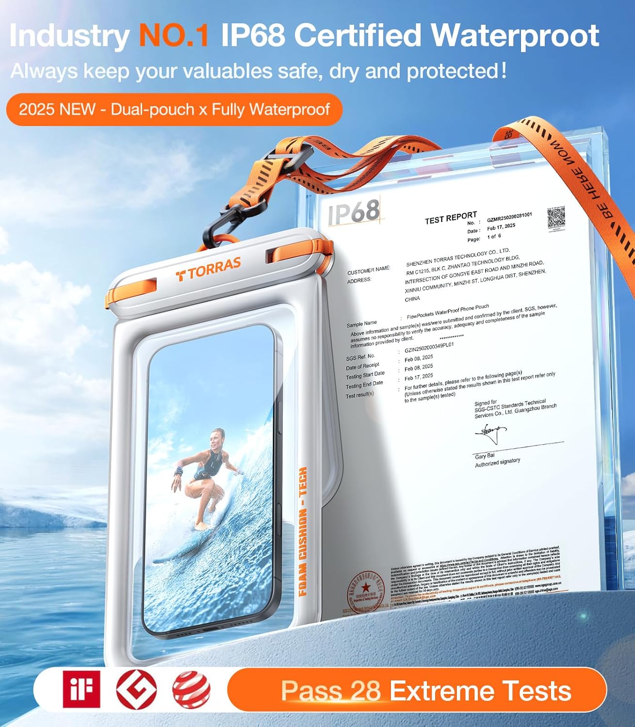 TORRAS IP68 Waterproof Phone Pouch Double Space, Floating Waterproof Phone Case with Lanyard for iPhone 17 Pro Max 16 15 14 S26 S25, Phone Dry Bag Vacation Cruise Ship Travel Essentials 7.0'', White