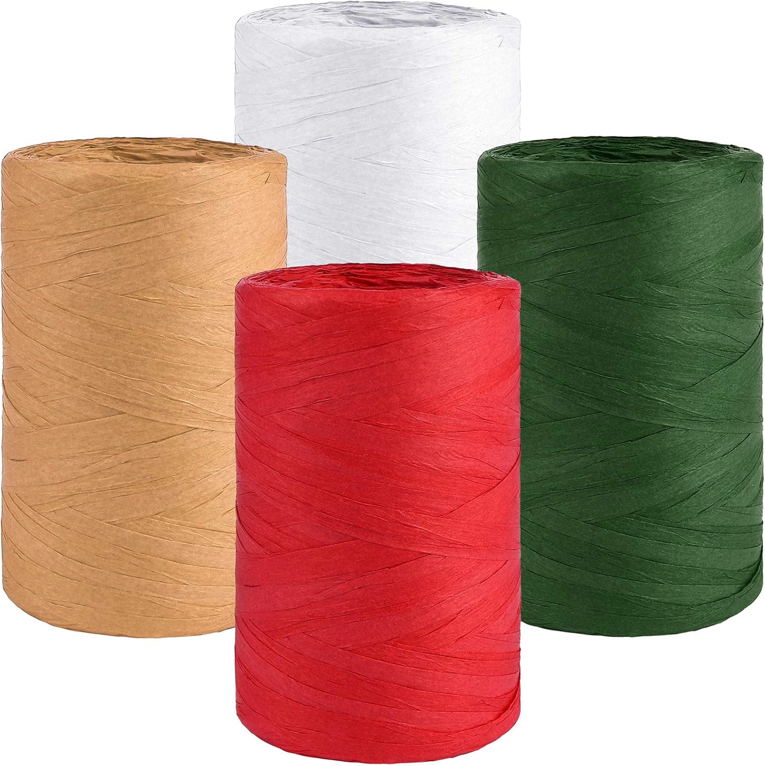 Aodaer 4 Rolls Christmas Raffia Paper Ribbon String Gift Wrapping