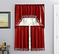 Vista 12 de American Linen Cortinas de café para cocina, cortinas de baño con cenefa, borde de encaje bordado. (amarillo)