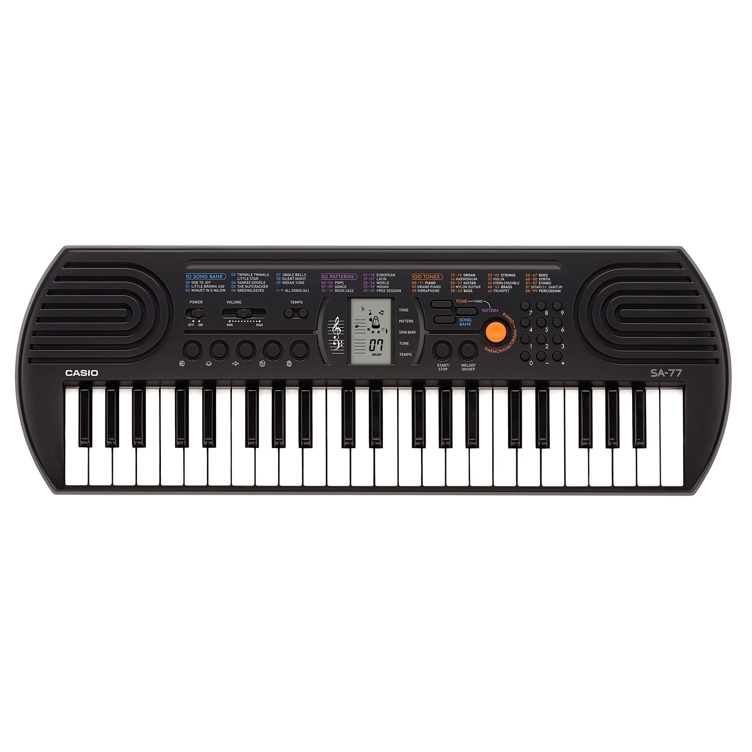 Casio SA-77 Mini Tastiera polifonica ad 8 Voci e 44 tasti, Nero/Grigio