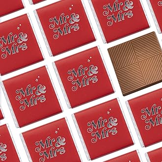 Burmont's Premium Red Mr & Mrs Wedding Chocolate Neapolitans (25 Chocolates)
