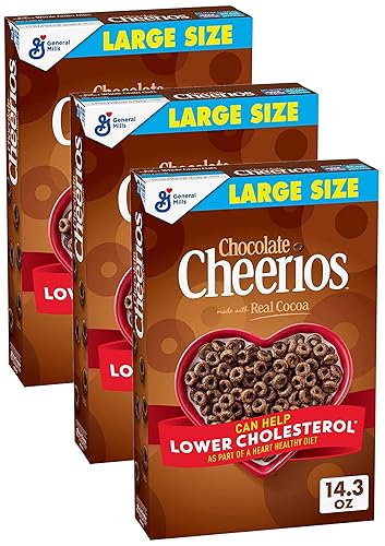 Cheerios Cereal de desayuno, chocolate, sin gluten, 14.3 oz (paquete de 3)