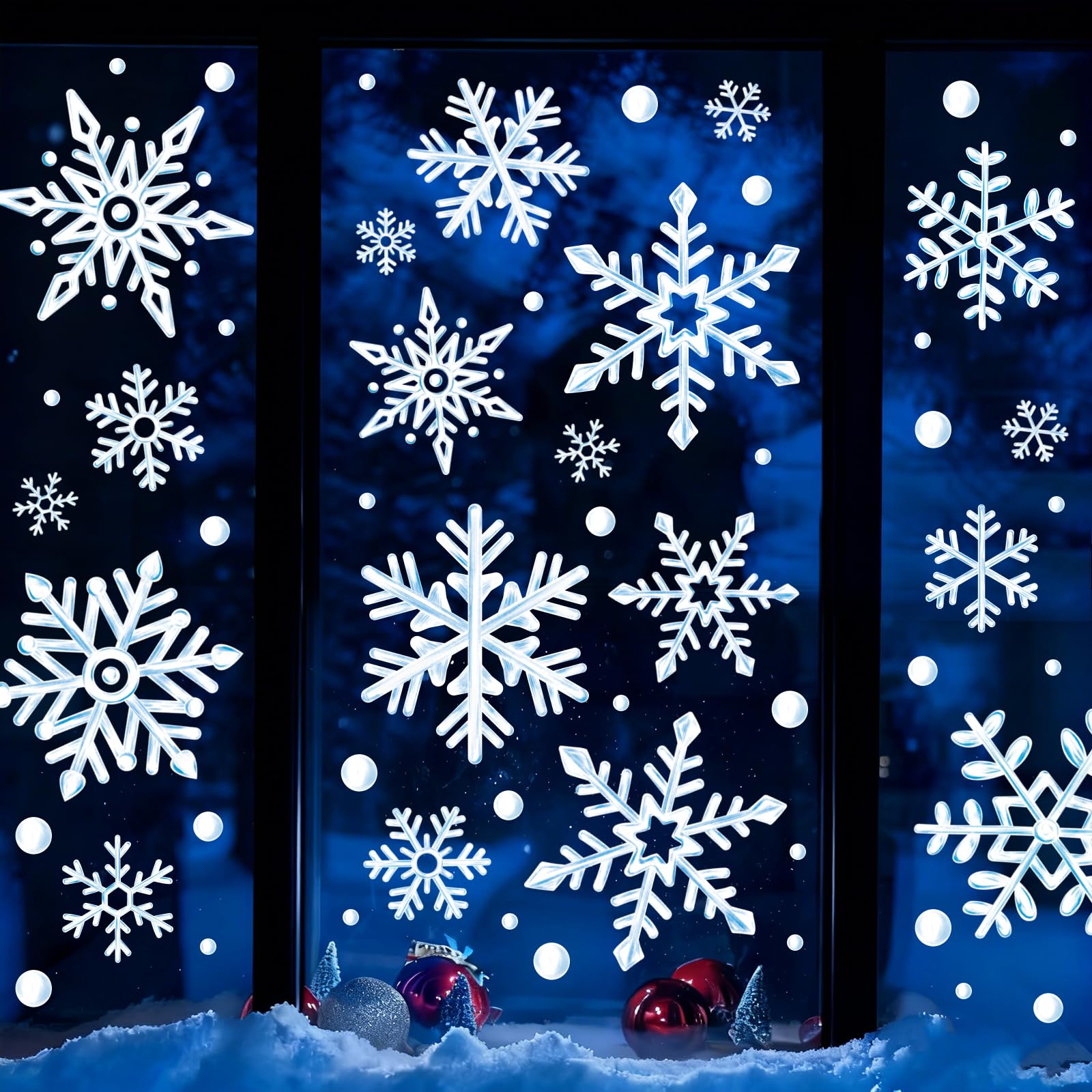 Decoración Navideña Para Ventanas - 4 Láminas De Nieve Y Hielo - Pegatinas Estáticas Reutilizables (20x30cm)