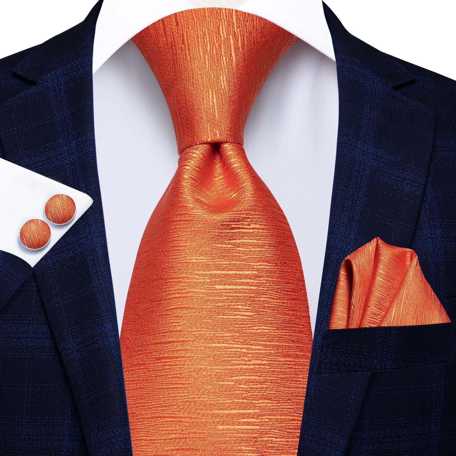 Corbata Corbata de Boda de Seda a Rayas para Hombre Corbata para Hombre Conjunto de Gemelos y pañuelo Fiesta de Negocios