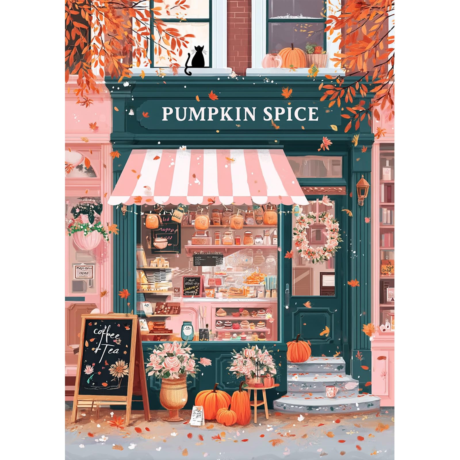 MAXBYE Halloween Diamond Art Kits for Adults, Pumpkin Shop 5D Diamond Painting Beginners, Autumn Scenery DIY Full Drill Diamond Painting Gem Art Crystal Craft Gifts for Home Wall Decor 30x40cm