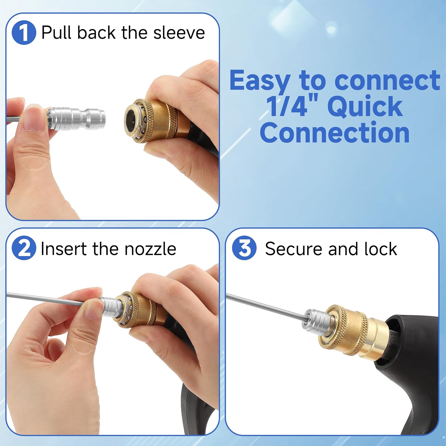 Tool Daily Pressure Washer Nozzle Kit for Washing, High Pressure Cleaning Needle Flush Wand Nozzle for Car, Washing Machine, Ac Cleaning, Water Heater, 1/4” Quick Connect, 4 Pack, 1-2 GPM