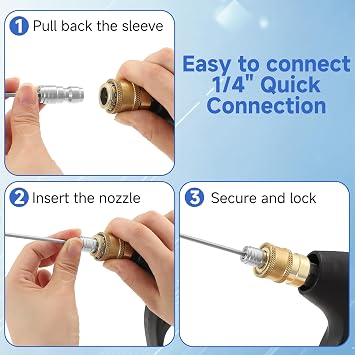 Tool Daily Pressure Washer Nozzle Kit for Washing, 4 Pack, 1-2 GPM | High Pressure Cleaning Needle Flush Wand Nozzle for Car, Washing Machine, Ac Cleaning, Water Heater, 1/4 Inch Quick Connect
