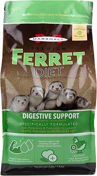 Marshall Premium Ferret Diet Digestive Support 4 lbs Prebiotic and Probiotic Formula Supports Healthy Digestion and Immune Function Slow-Cooked, Nutrient-Rich Diet