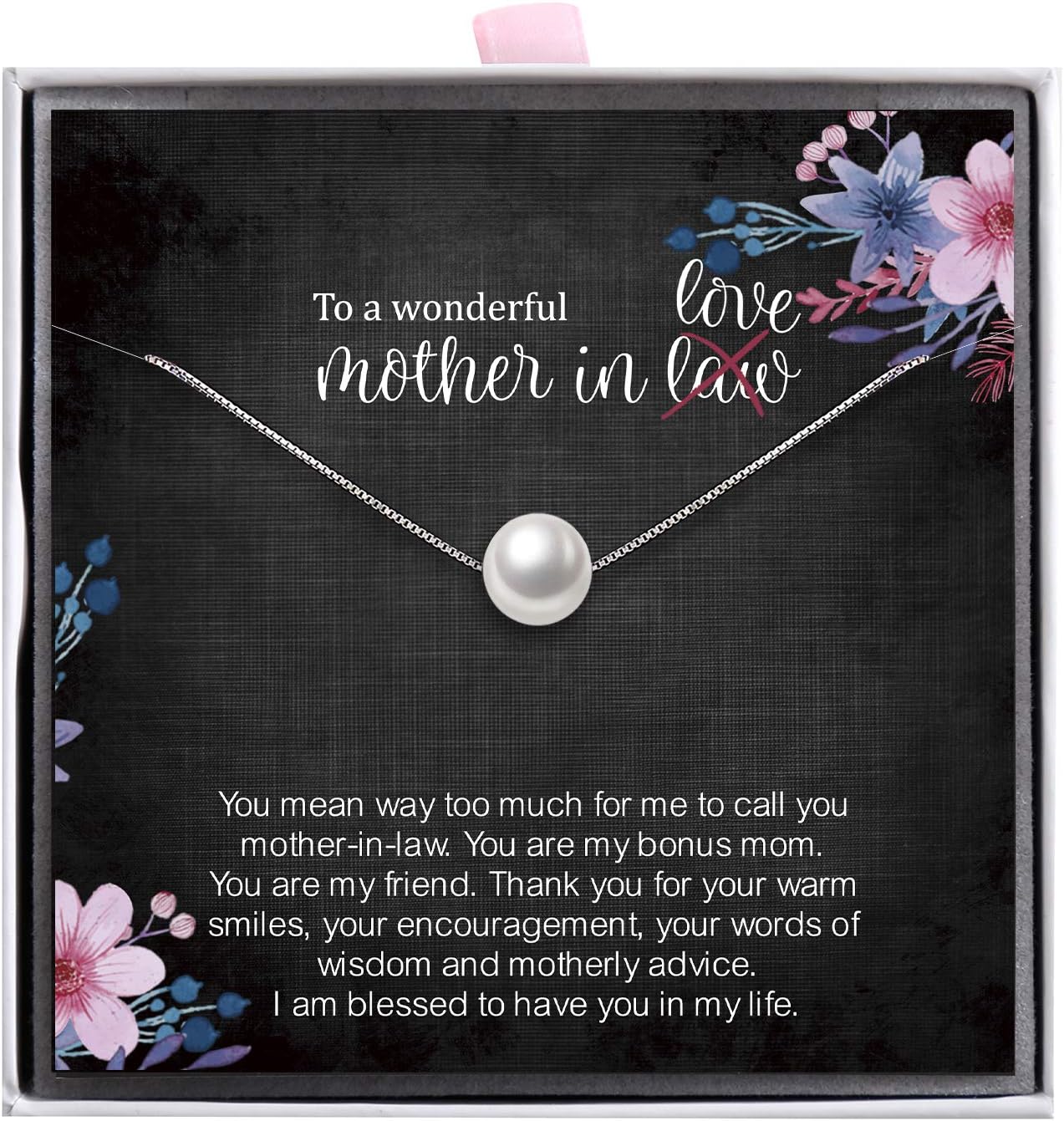 ALoveSoul Necklace for Women Girls - 925 Sterling Silver Single Pearl Necklace, Mother's Day Birthday Gift Ideas