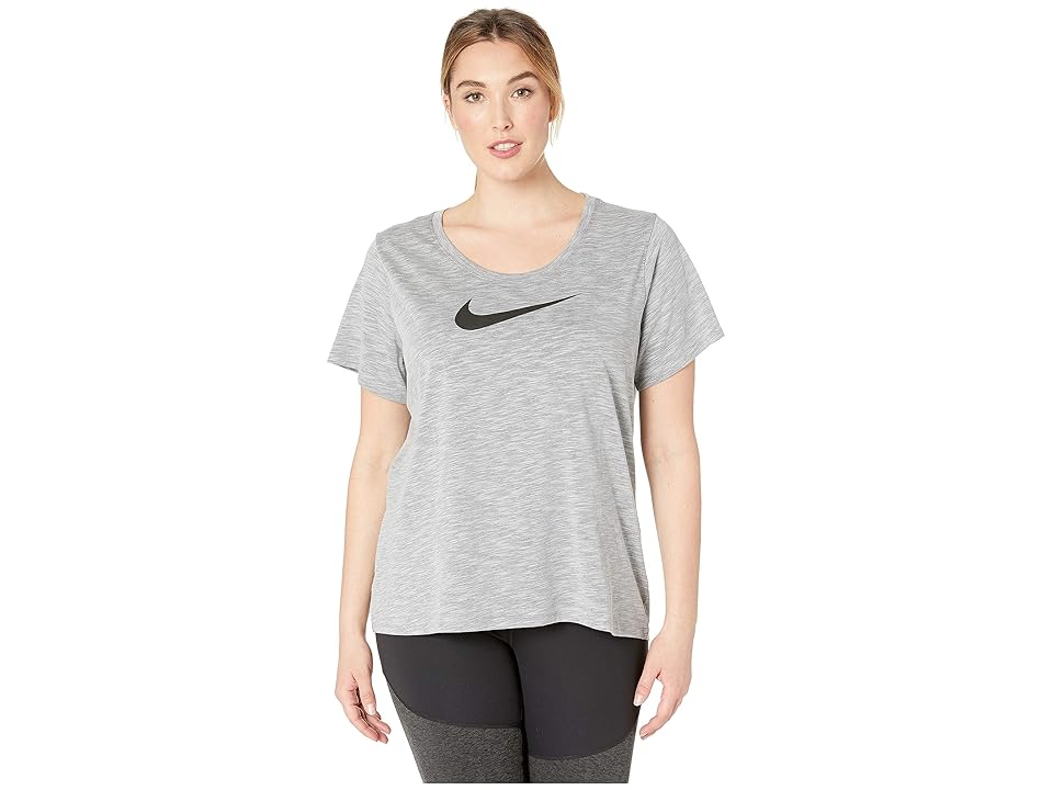 

Nike Dry Dri-FITtm Short Sleeve Scoop Tee (Sizes 1X-3X) (Dark Grey Heather/Heather) Women's T Shirt
