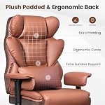 BESTFAIR Ergonomic Office Chair with Footrest, Wide Seat Big and Tall Desk Chair, 400 LBS Leather Executive Office Chair with Lumbar Support, Comfy Computer Gaming Chair for Adults, Brown