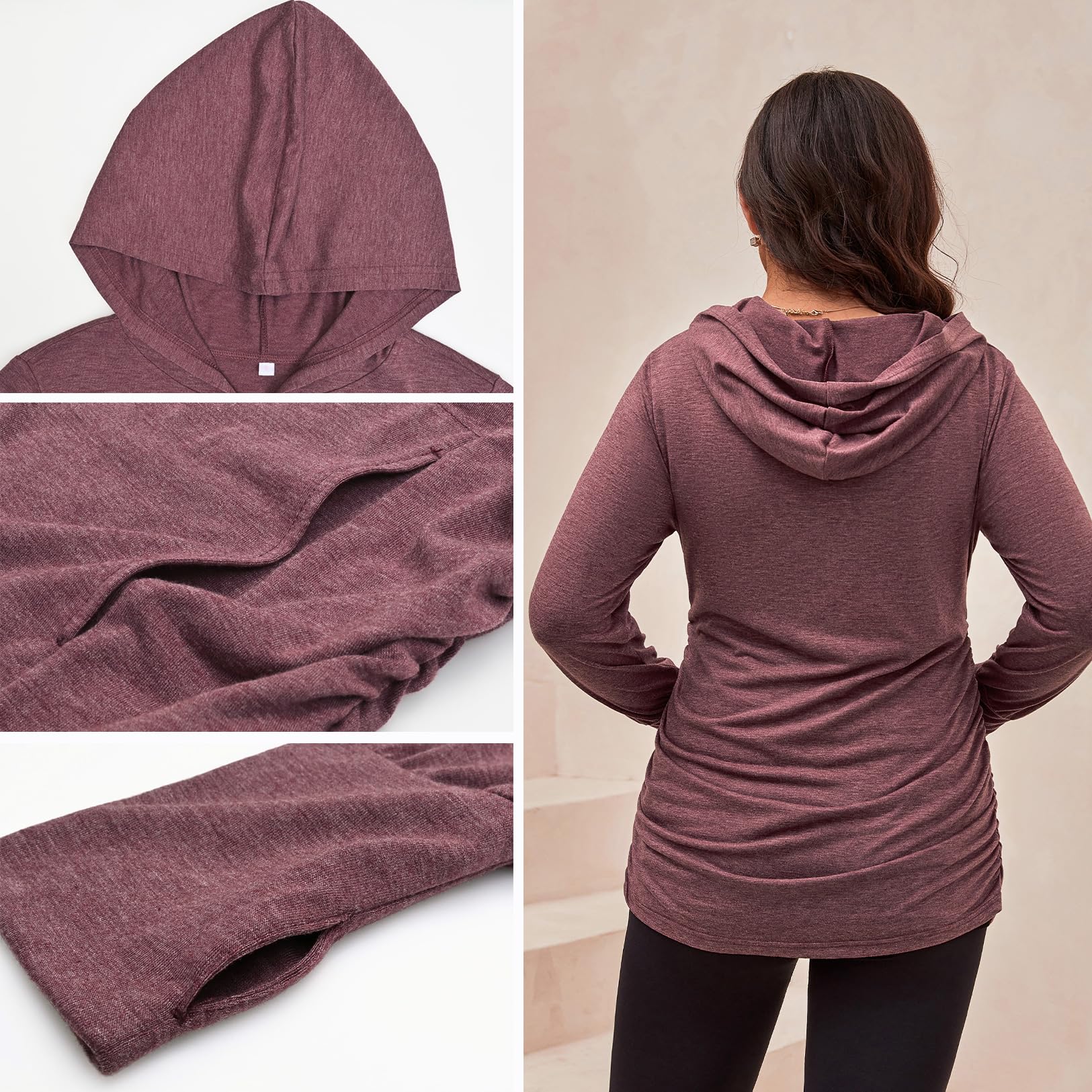 DEBELLY Umstands-Sweatshirt langärmelig durchgehender Reißverschluss Schwangerschaftsjacke mit Taschen Daumenloch