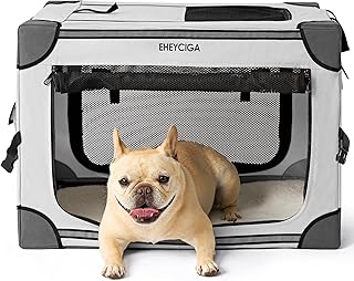 EHEYCIGA Collapsible Dog Crate 26 Inches, Portable Travel Crate for Small Dogs, Soft Foldable