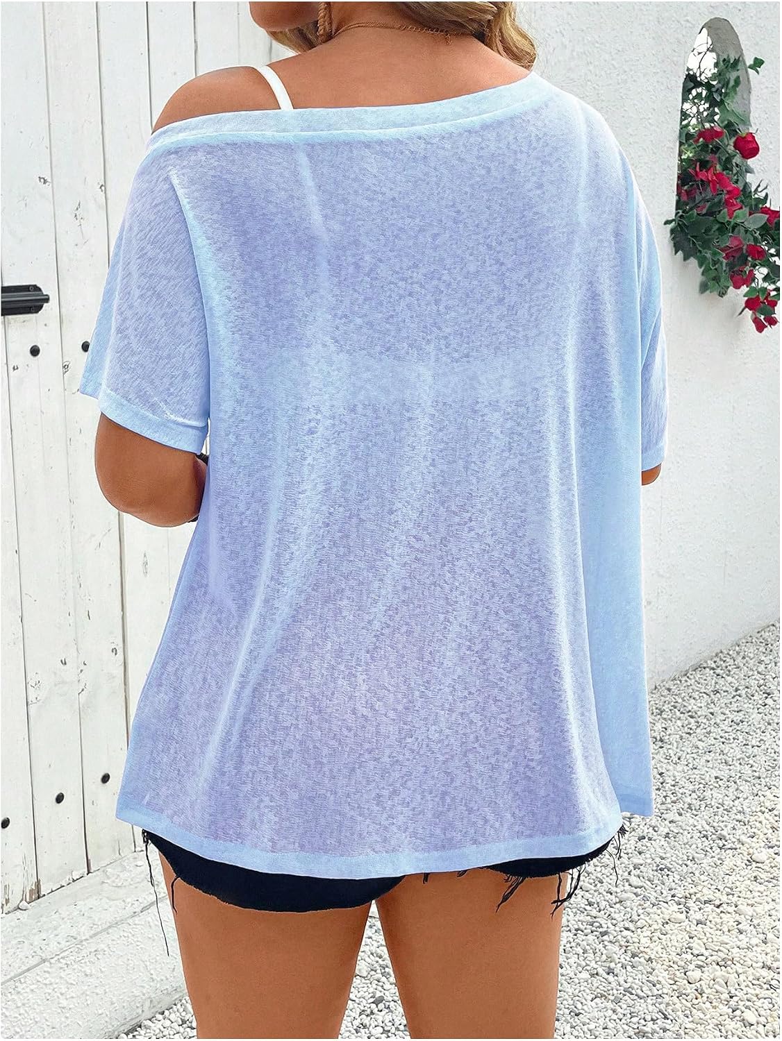 MakeMeChic Women's Plus Size Concert Outfits Fall Mesh Tops Sparkly Shirts image 2