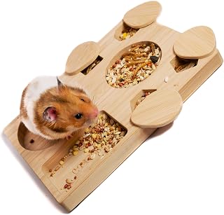 Bamboo Rat Enrichment Foraging Toys for Small Animals, Interactive Hide Treats Puzzle Snuffle Game for Hamster(Dwarf, Syrian, Robo, Chinese), Rats, mice, Gerbils