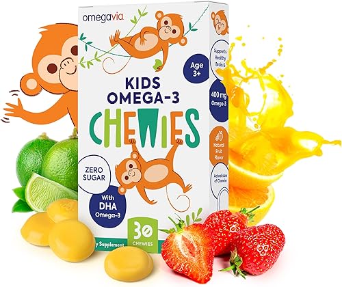 Gomitas Omega 3  Gomitas de gel masticables de DHA ultra alta  Omega 3 para niños apoya la salud cerebral y los ojos  Sabor natural de frutas sin