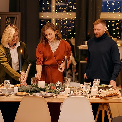 Miniatura 9 de Willuck Velas cónicas sin llama con temporizador velas LED negras de 10 pulgadas parpadeantes velas de ventana de mecha de llama 3D que funcionan