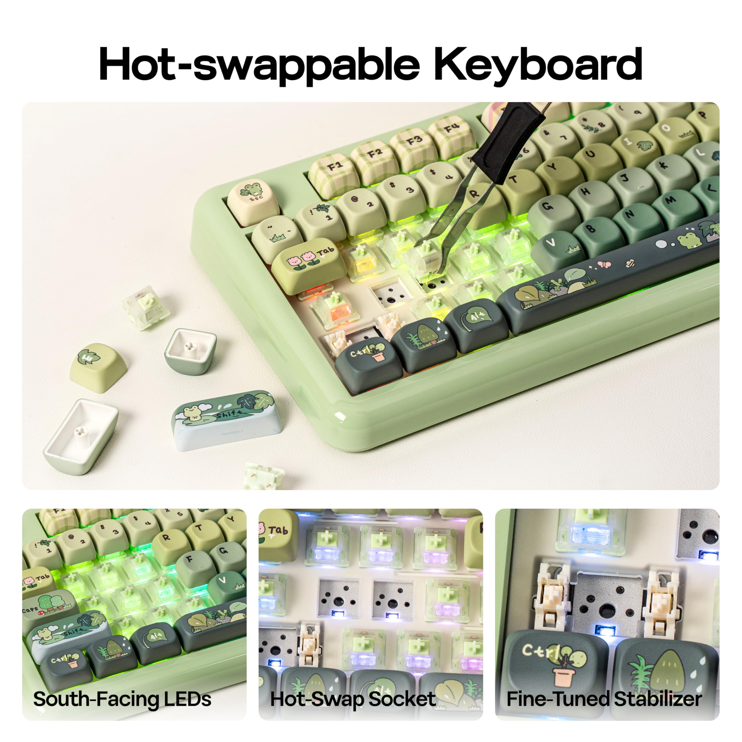 KiiBOOM Phantom98 Lite Green メカニカルキーボード Amazon.com: KiiBoom Phantom98 Lite 96% Wireless Mechanical Gaming