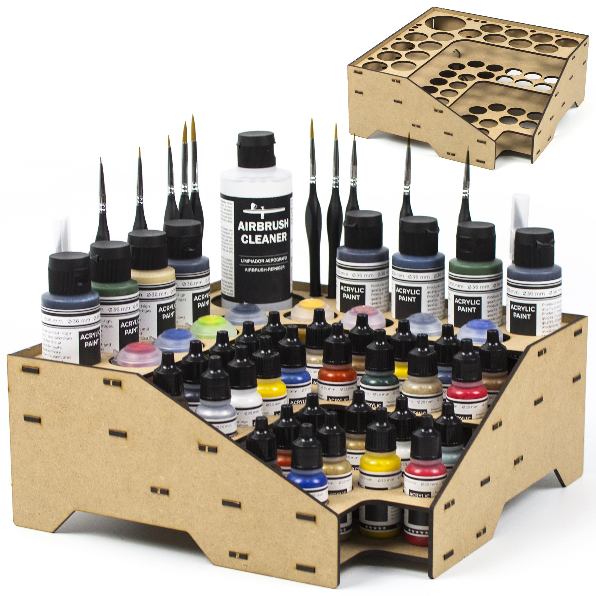 PROSCALE Eck-Farbständer (Farbenregal) für Tabletop-Farben & Modellbau 90°-Ecke 26 mm + 36 mm Tisch-Organizer Kompatibel mit Vallejo, Army Painter, AK (Modul C)