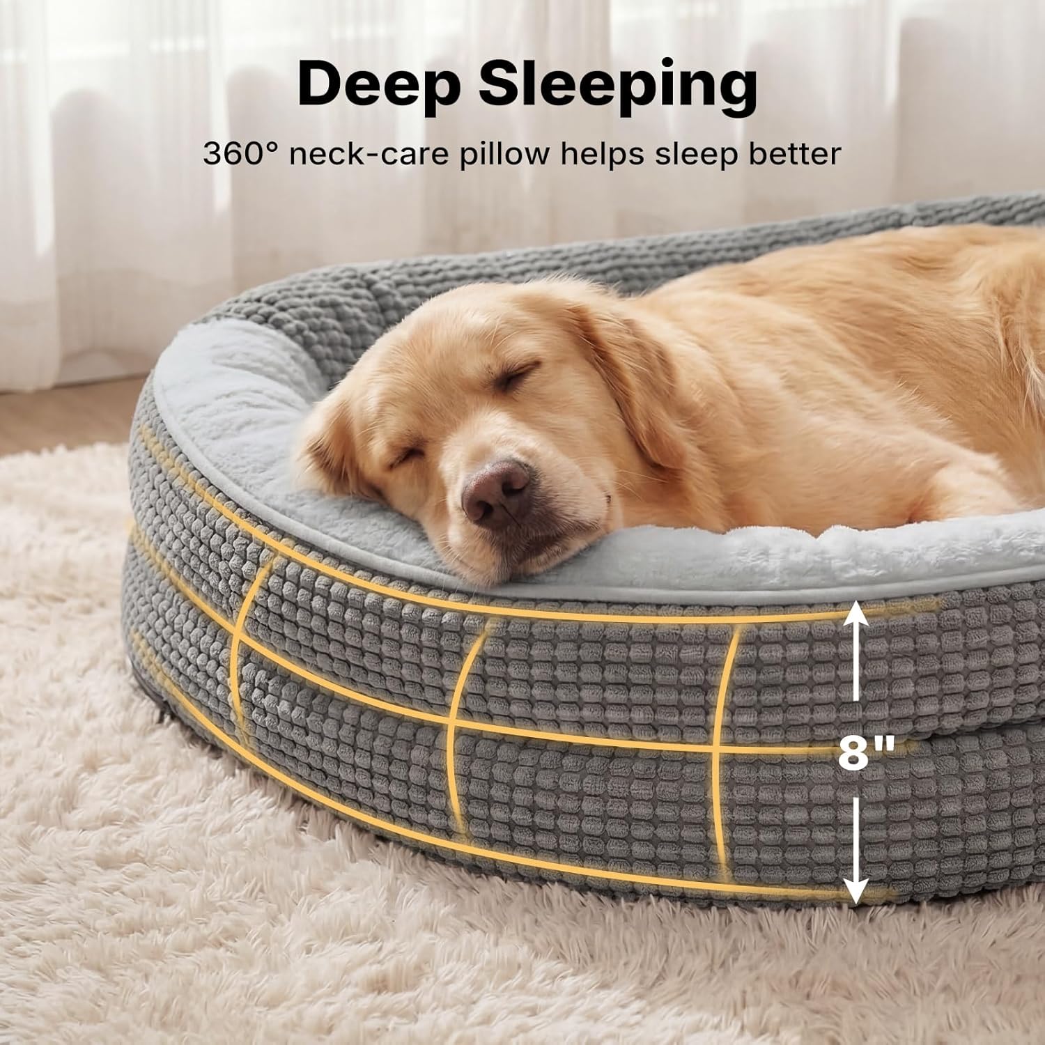 Veehoo 2 in 1 Dog Bed with Cover Cave, XL Dog Beds Indoor with Hooded Blanket, 48 inch Cozy Dogs Cave Bed with Removable Washable Cover for Extra Large Dogs Up to 110 lbs