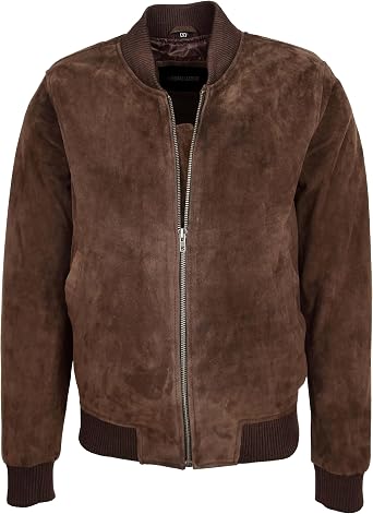 Mens Casual Varsity Suede Bomber Lightweight Biker Style Full Zip Up Baseball Sports Leather Jacket For Men