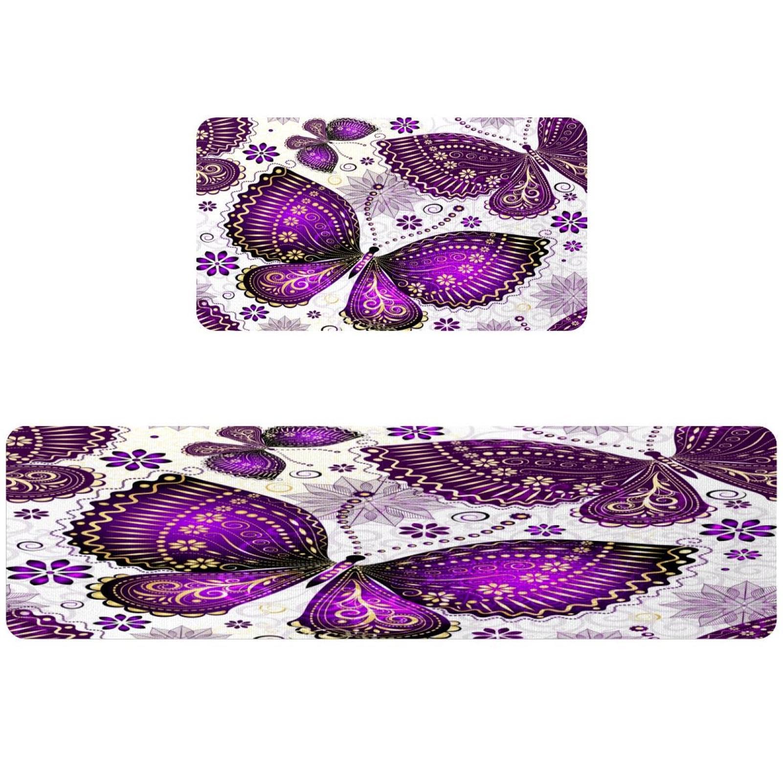 Alfombrillas de cocina antideslizantes y lavables VAPOKF con diseño de mariposas
