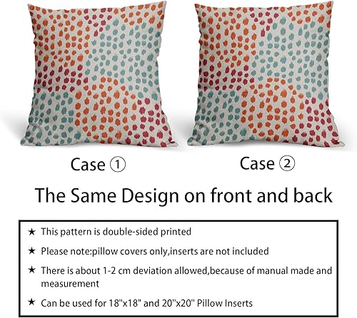 Miniatura 6 de Juego de 2 fundas de almohada de color azul, naranja y rojo de 18 x 18 pulgadas, con diseño de puntos artísticos de colores otoñales, fundas