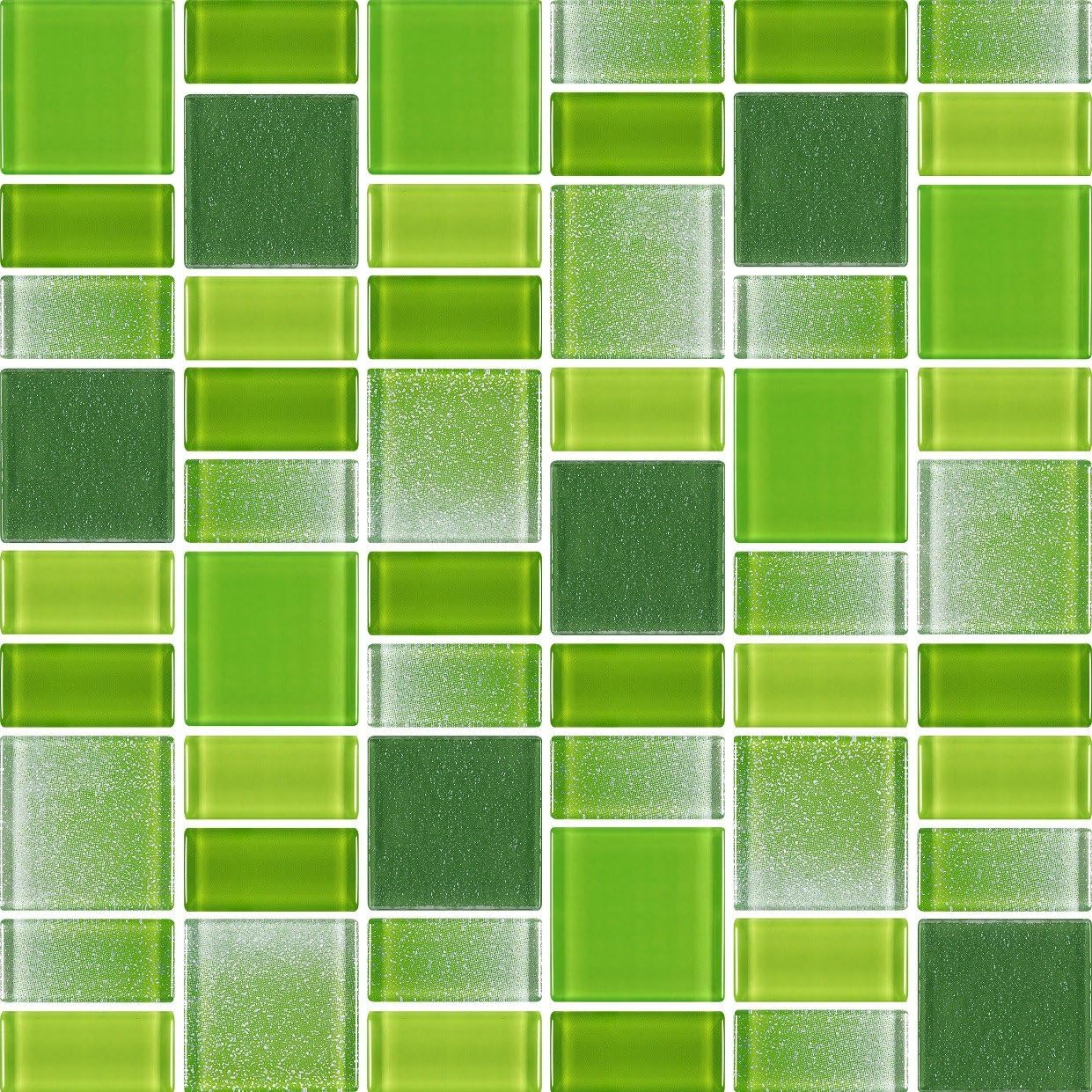 4" x 6" Sample Fusion Green Glass Mosaic Tiles