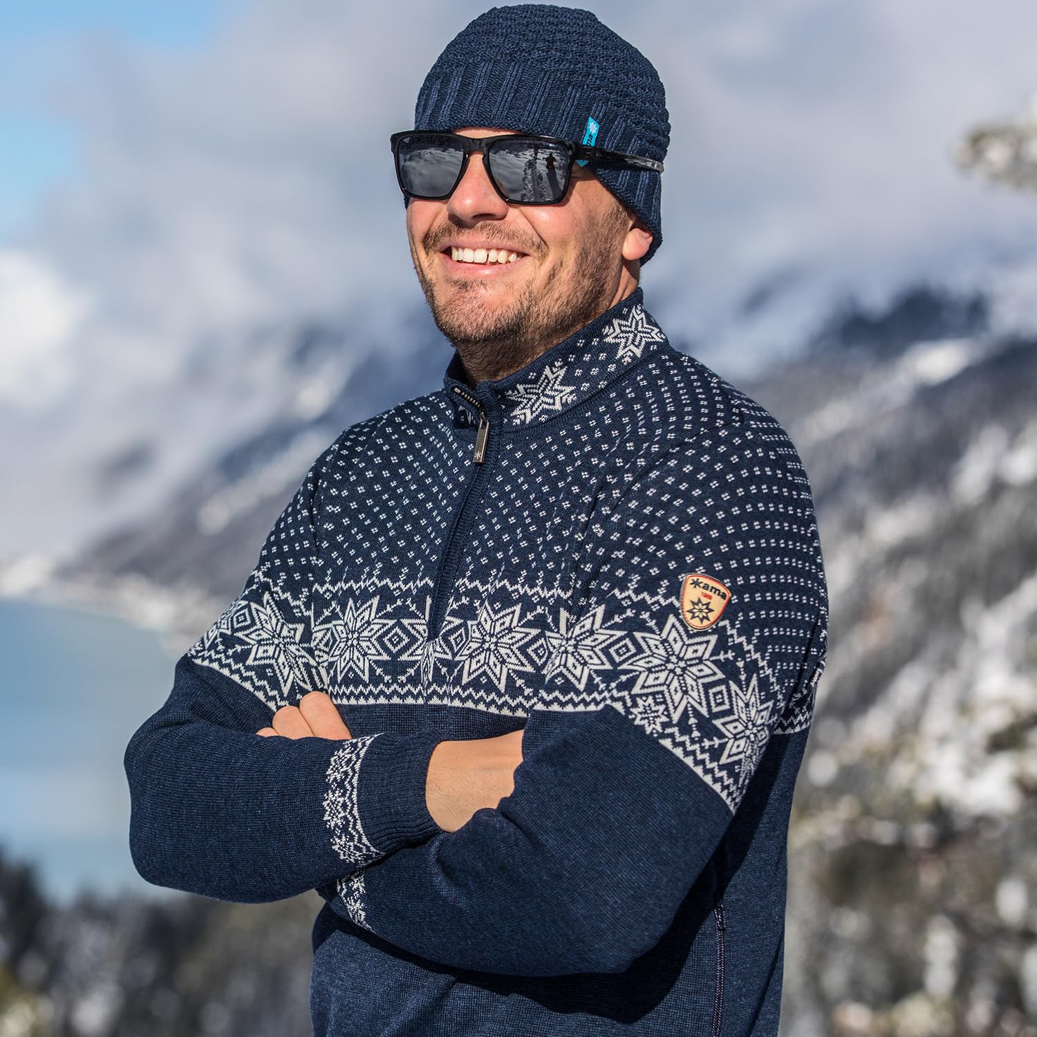 kama Strickmütze Merino AW63 aus 100% Feinster Merinowolle mit Winddichte Gore Windstopper I Hergestellt in EU