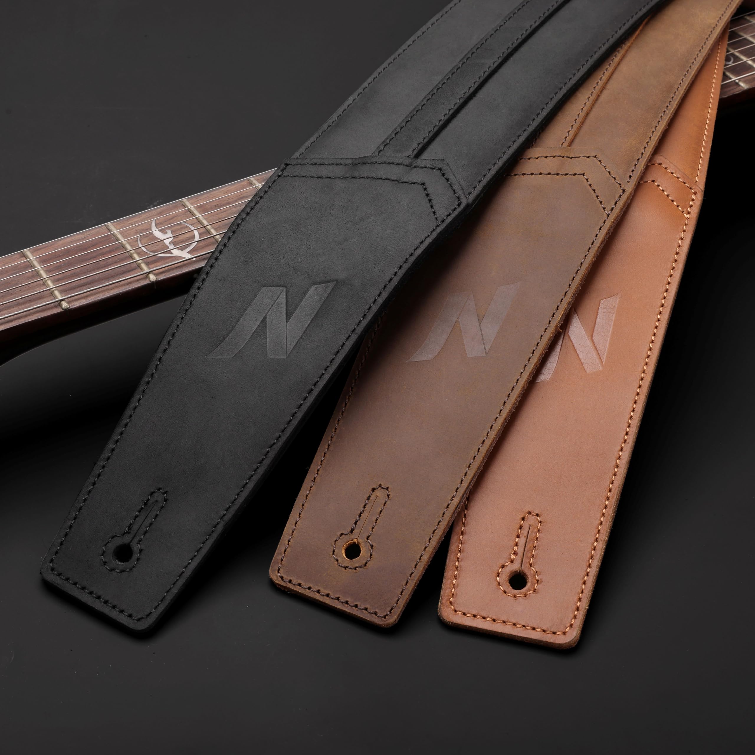 Tracolla Per Chitarra Nefelibata In Pelle E Cachemire - Con Plettri E Accessori - Foto 9