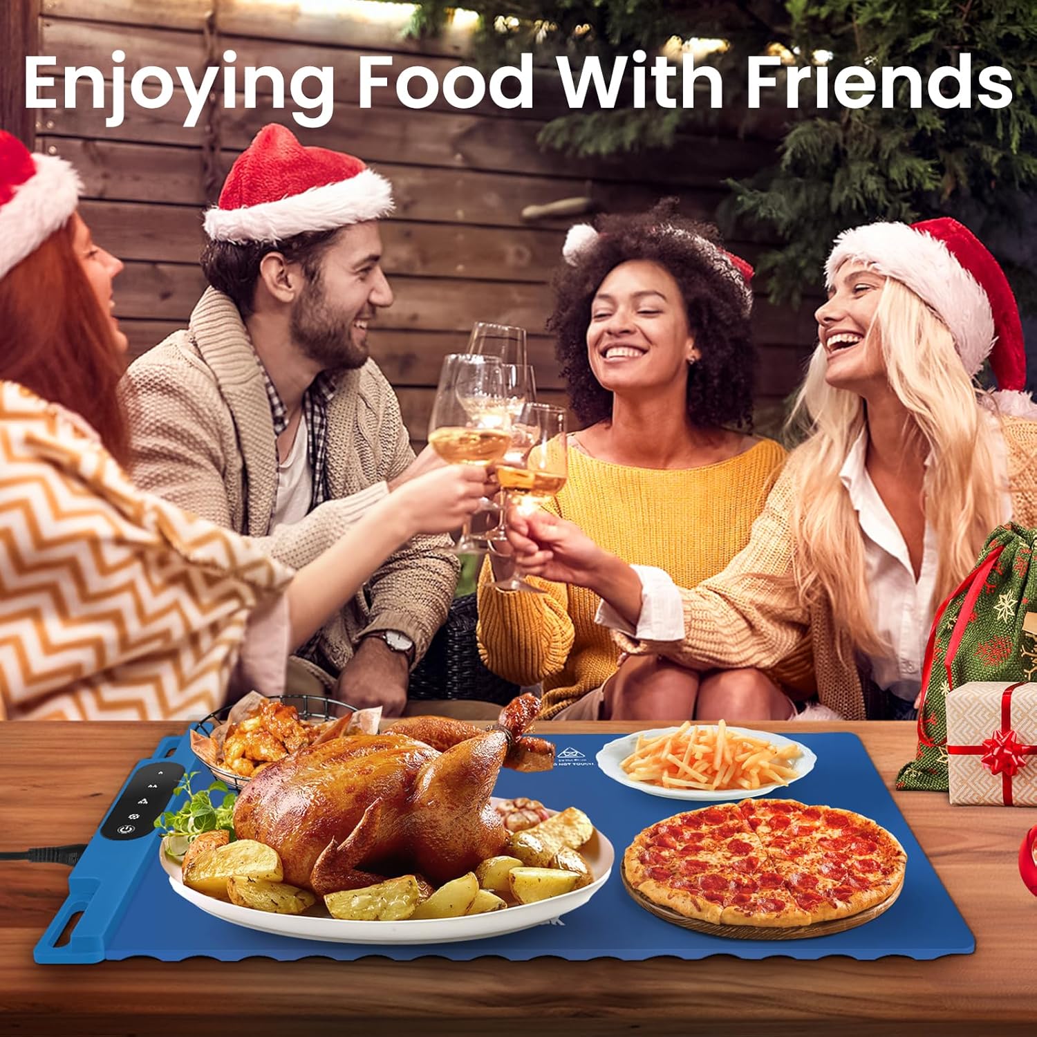 Food Warming Mat, Roll Up Electric Warming Tray, Graphene Heating Film Fast Full Surface Heating Mat with 3 Level Adjustable Temperature for Parties Buffets Gatherings (Blue)