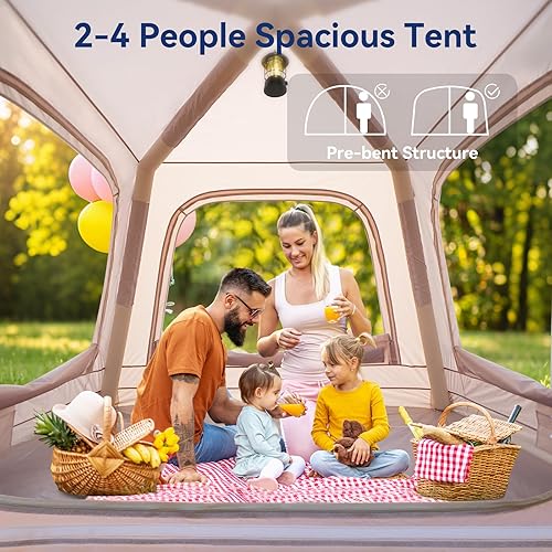 Miniatura 4 de Tienda de campaña inflable con toldo, carpas inflables Oxford impermeables para acampar con bomba de mano, tienda de aire al aire libre fácil de