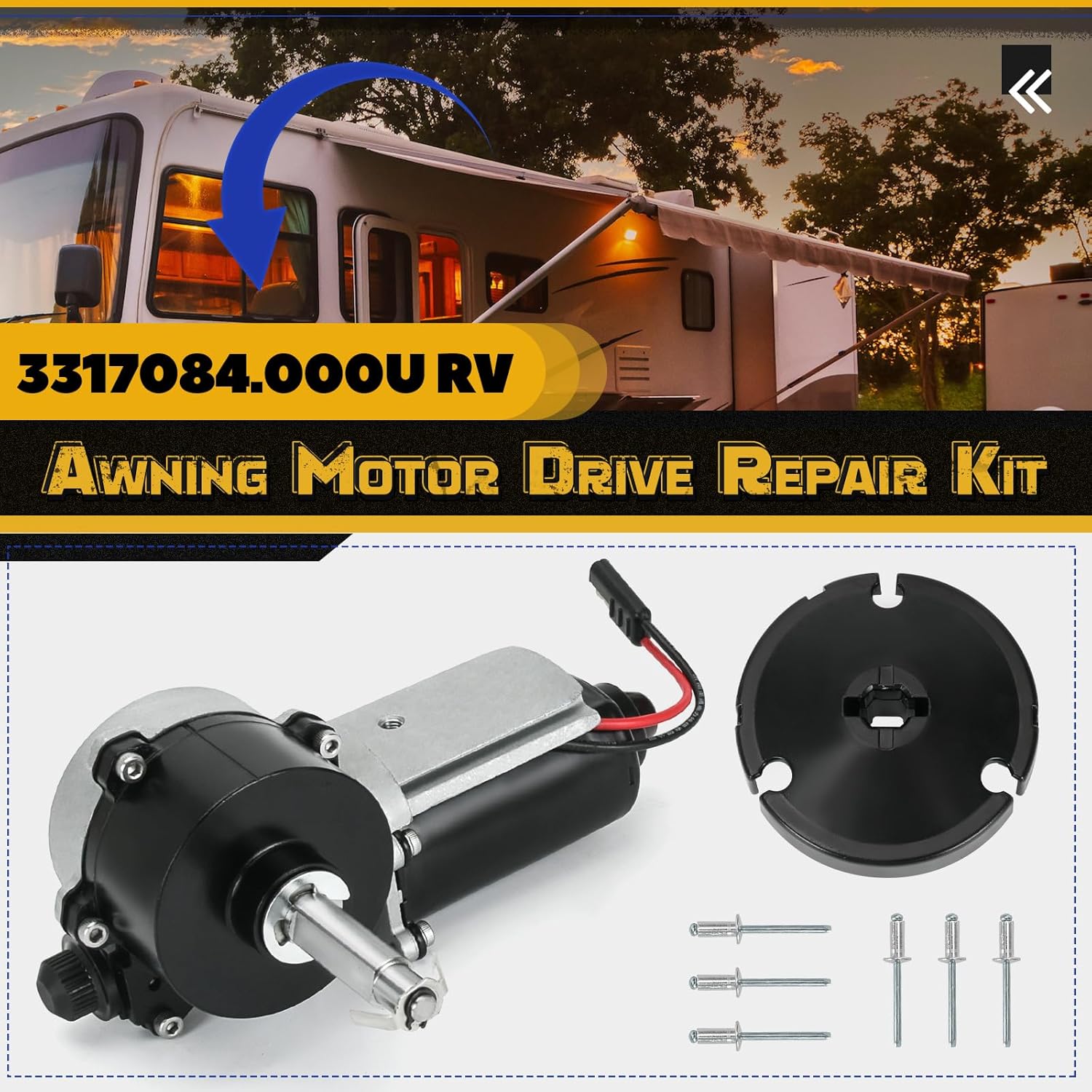 3317084.000U RV Awning Motor Drive Repair Kit,Compatible with Dometic 9200 Series Power awnings, Replace# 3316605.001, 3316605.017