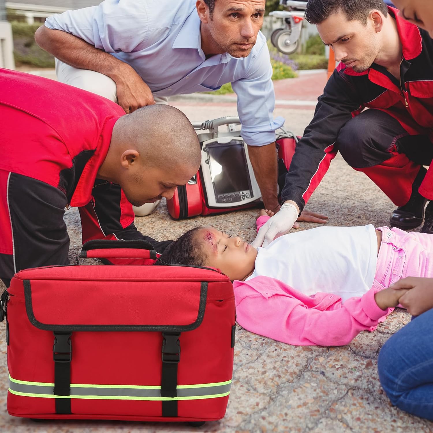 Medical Bag Empty First Aid Bag Home Health Empty First Aid Storage with Two Detachable Side Bags Emergency Responder Trauma Bag for Nursing Student,Therapist,Doctors