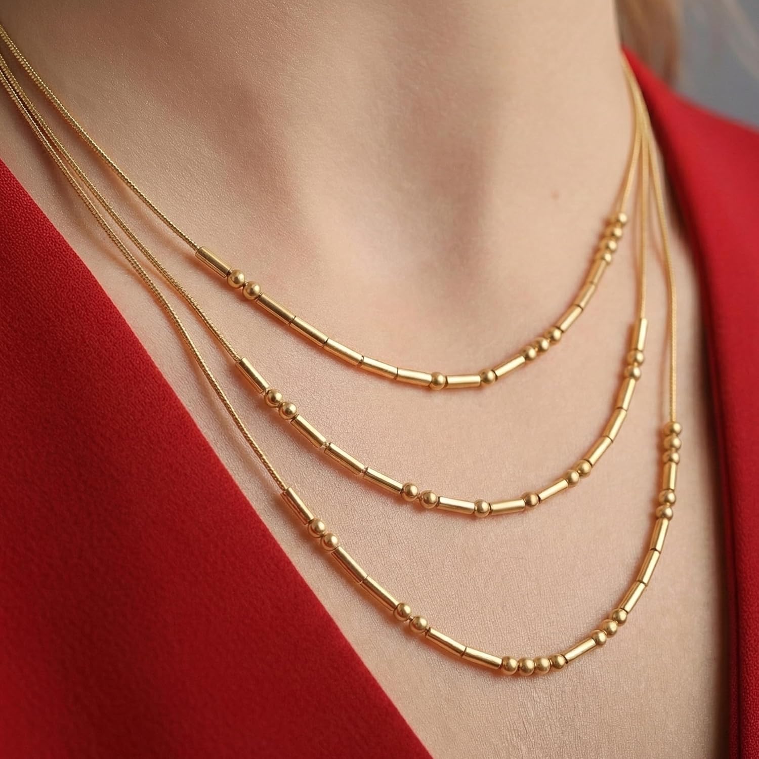 Morse Code Necklace for Women - 14K Gold Plated Minimalist Secret Message Jewelry - Handmade Adjustable Silk Cord/Dainty Chain - Inspirational Jewelry Gift for Her, Mom, Daughter, Best Friend (Custom/Personalized)