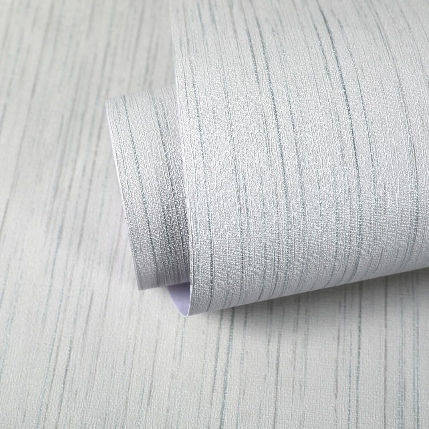 Beige Grey Grasscloth Wallpaper Peel and Stick 15.74" X 472.44", Removable Contact Paper Linen Wallpaper Self-Adhesive Waterproof Vinyl Rolls for Room Cabinets Furniture Desk