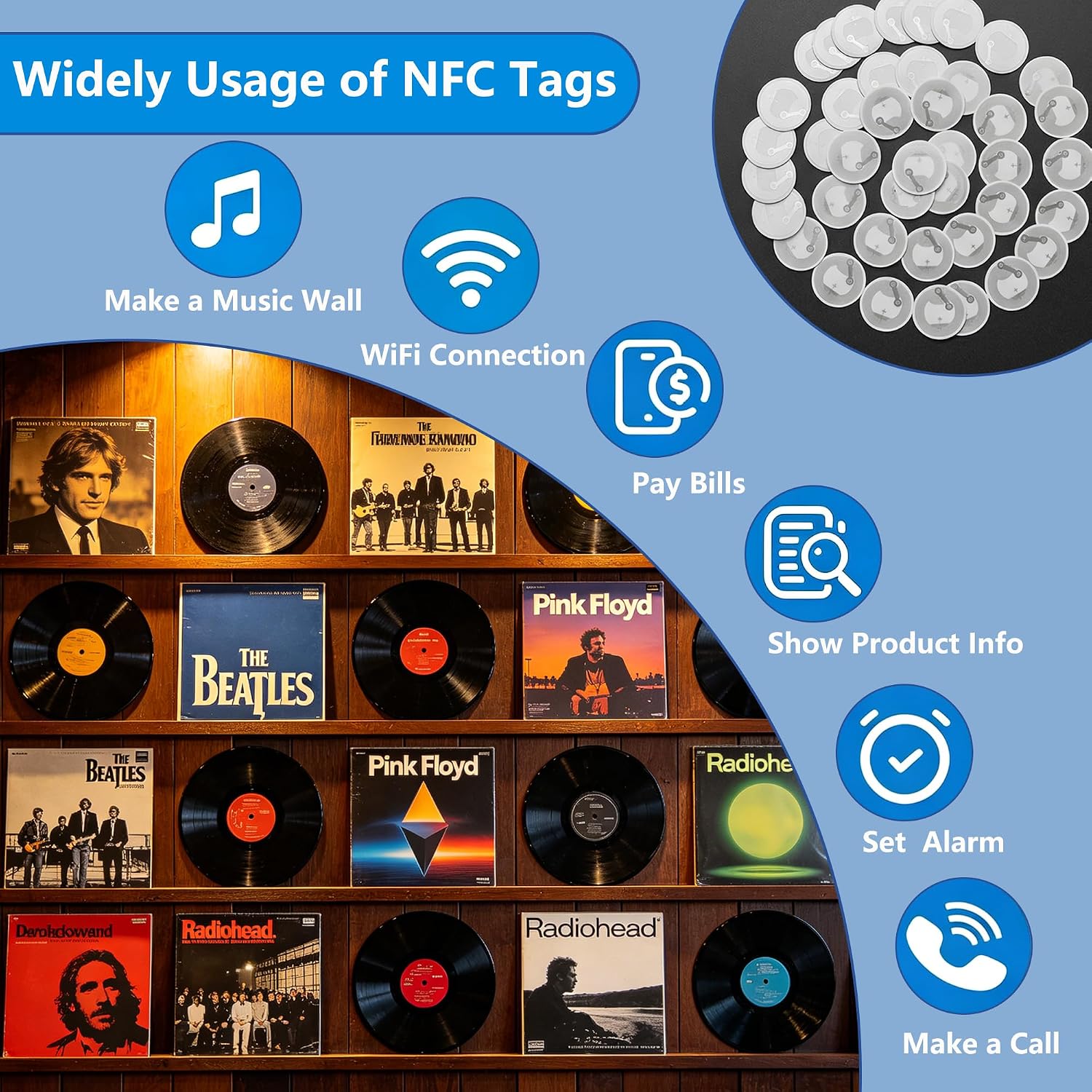 30 PCS NFC Stickers NTAG215 Tags, 504 Bytes Clear Waterproof Rewritable image 5