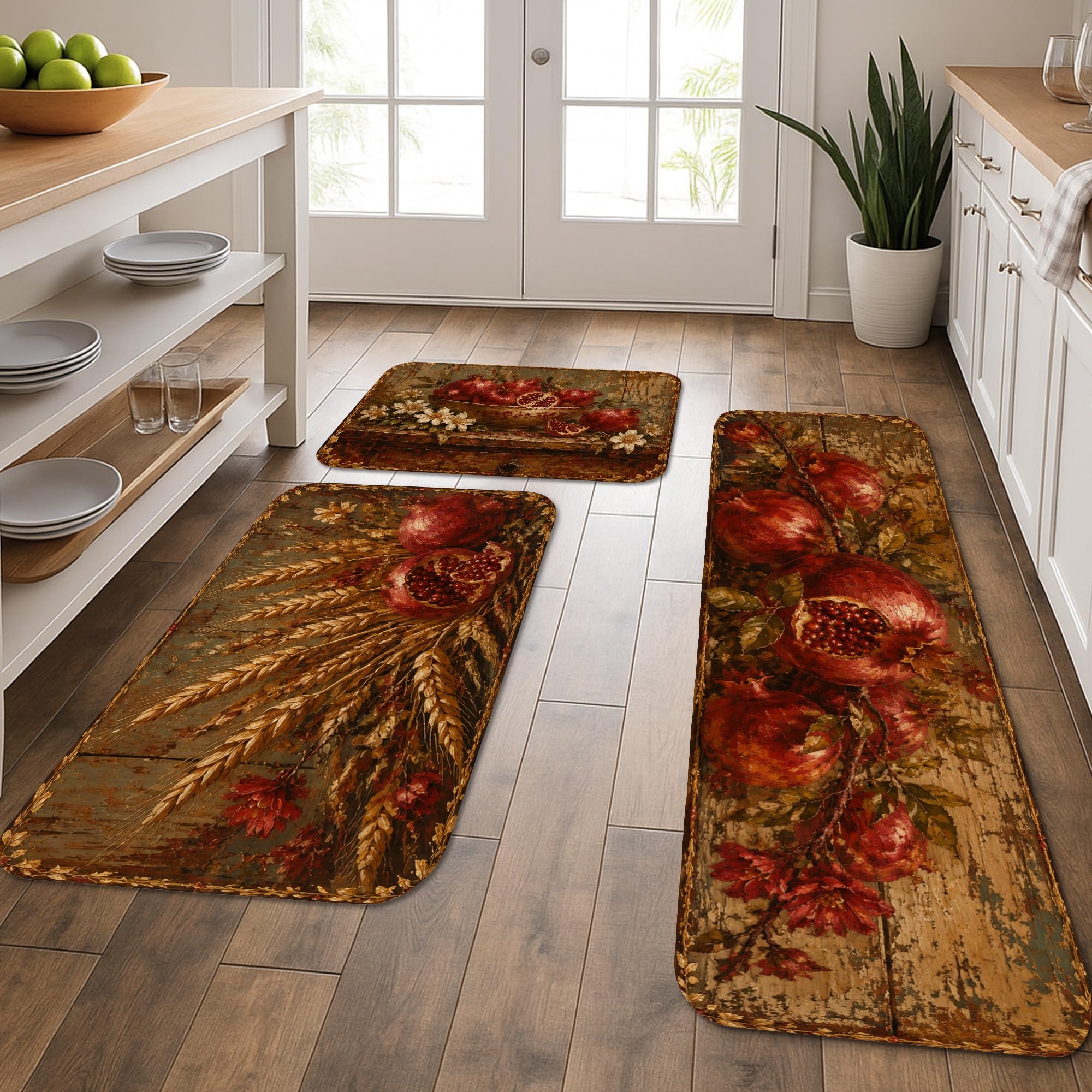Tapis de cuisine vintage anti fatigue doux et lavable pour soulager le dos devant l'évier